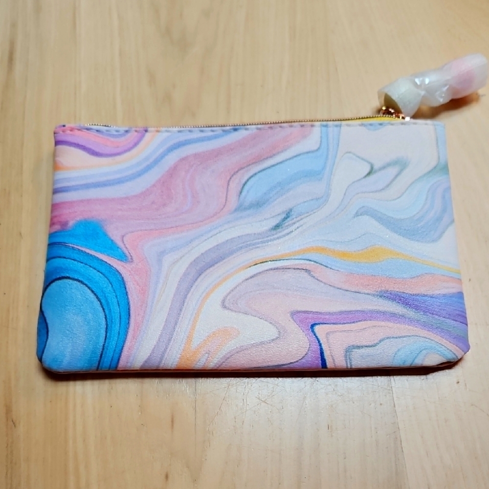 NWOT Ipsy Makeup Pouch Colorful Marble Pattern 7x5"